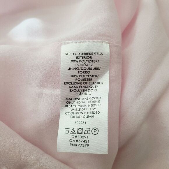 Ann Taylor Top‎ L Pink Chiffon Lightweight Lined Smocked Long Sleeve Blouse - Picture 8 of 9